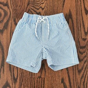 GAP Baby Blue and White Striped Swim Shorts